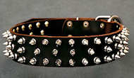 APBT Leather Spiked Dog Collar - 3 Rows of spikes - BEST COLLAR APBT Leather Spiked Dog Collar - 3 Rows of spikes - BEST COLLAR