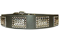 NEW LEATHER DOG COLLAR For BulldogS with Vintage Plates NEW LEATHER DOG COLLAR For BulldogS with Vintage Plates