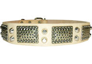 Bulldog LEATHER DOG COLLAR with Studs and Vintage Plates- C85+ Bulldog LEATHER DOG COLLAR with Studs and Vintage Plates- C85+