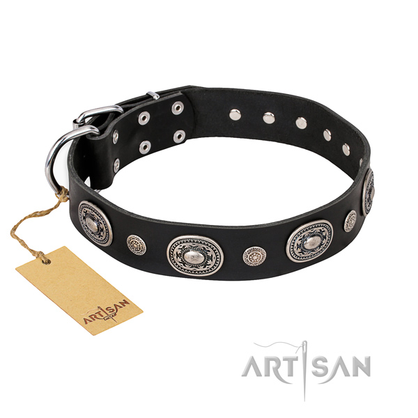 Top notch full grain genuine leather collar handmade for your dog