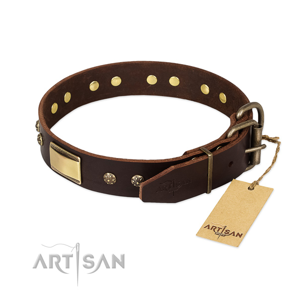 Exceptional full grain genuine leather collar for your four-legged friend