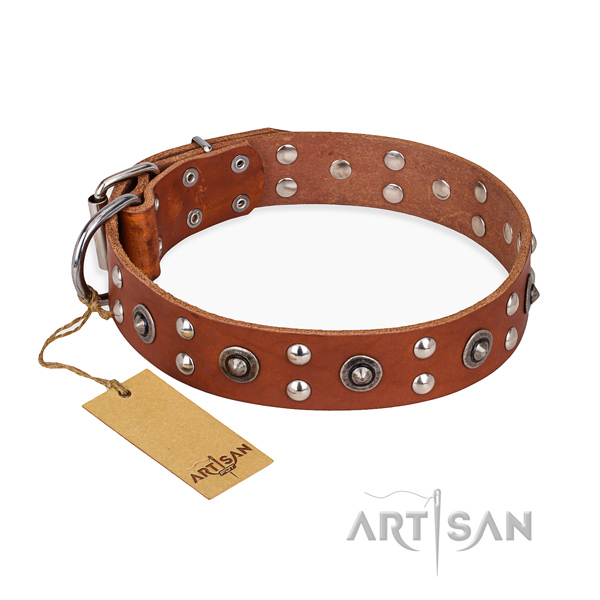 Comfy wearing convenient dog collar with rust-proof D-ring