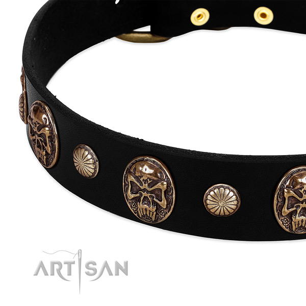 Full grain leather dog collar with inimitable decorations