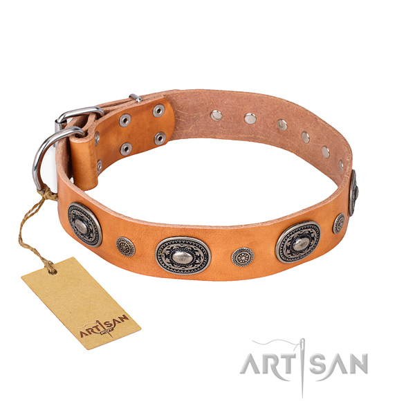 Reliable genuine leather collar handcrafted for your doggie