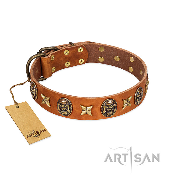 Top quality full grain natural leather collar for your doggie