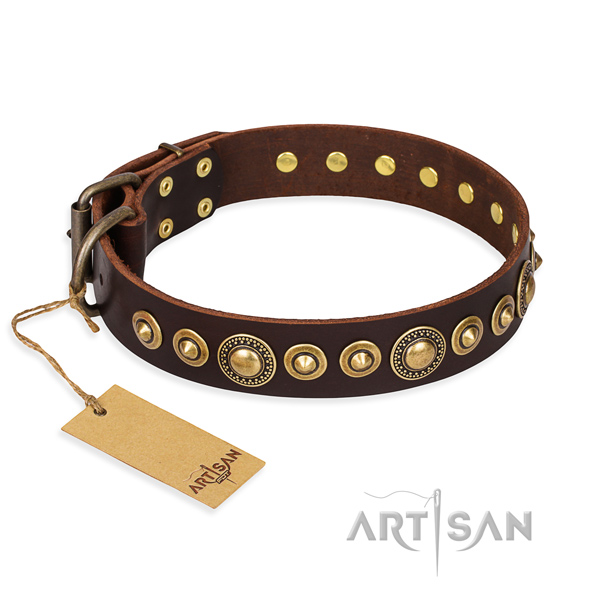 High quality full grain natural leather collar made for your pet