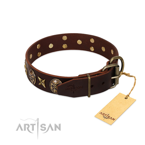 Rust resistant hardware on full grain genuine leather dog collar for your pet