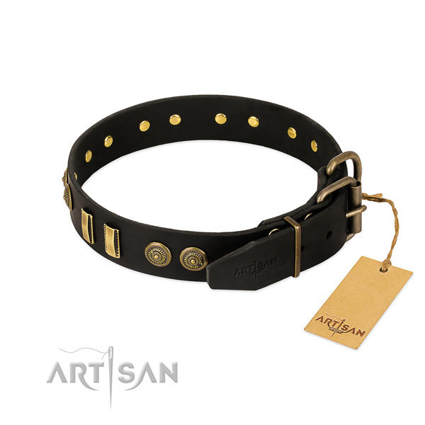 Durable studs on full grain natural leather dog collar for your pet