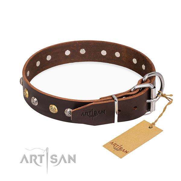 Gentle to touch full grain leather dog collar created for everyday use