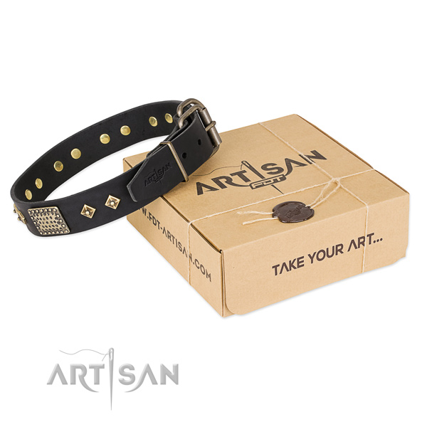 Easy to adjust genuine leather collar for your handsome dog