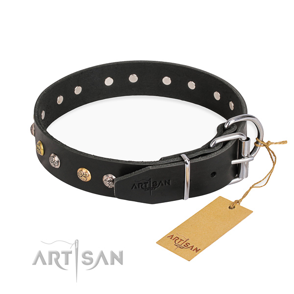 Soft leather dog collar handmade for handy use