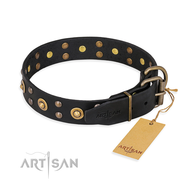Rust resistant hardware on full grain genuine leather collar for your beautiful pet