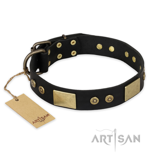 Trendy natural genuine leather dog collar for comfortable wearing