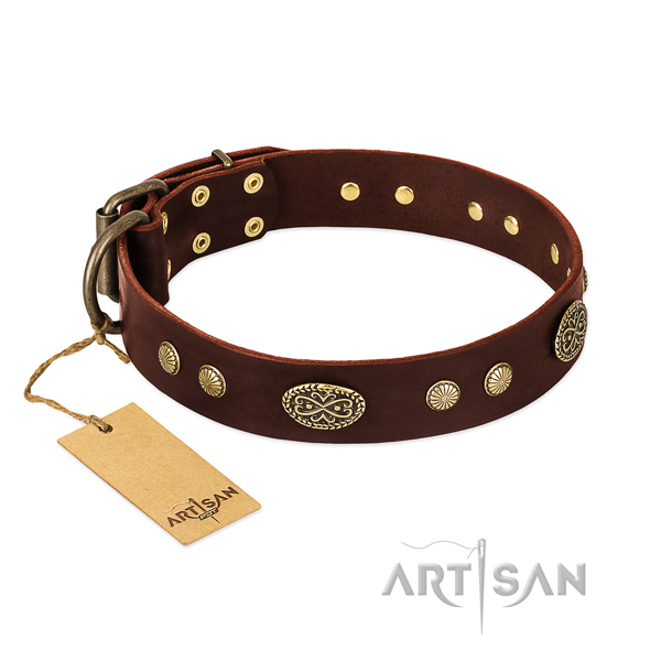 Reliable decorations on leather dog collar for your doggie