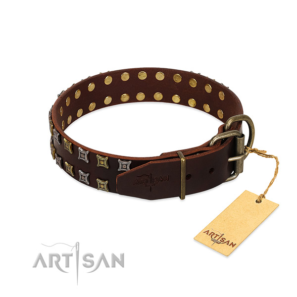 Durable full grain leather dog collar made for your four-legged friend