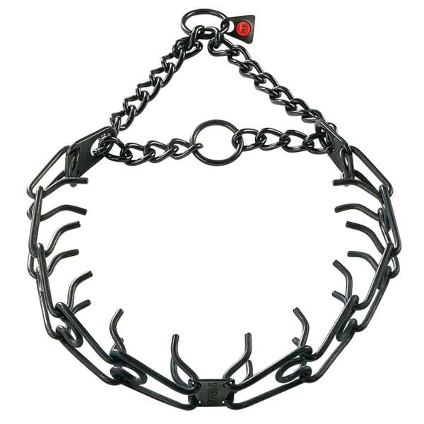 Black stainless steel prong collar for badly behaved canines