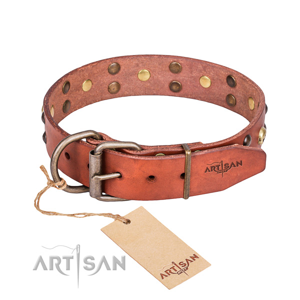Leather dog collar with worked out edges for comfy everyday outing