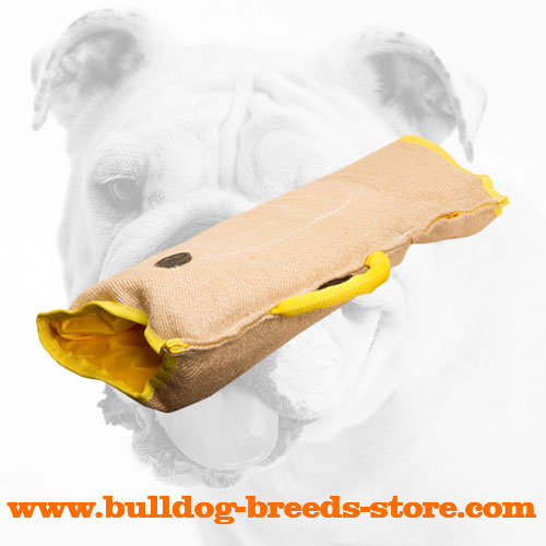 Comfortable Jute Bulldog Puppy Bite Sleeve with Handle