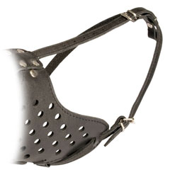 Adjustable Leather Bulldog Muzzle with Strong Straps